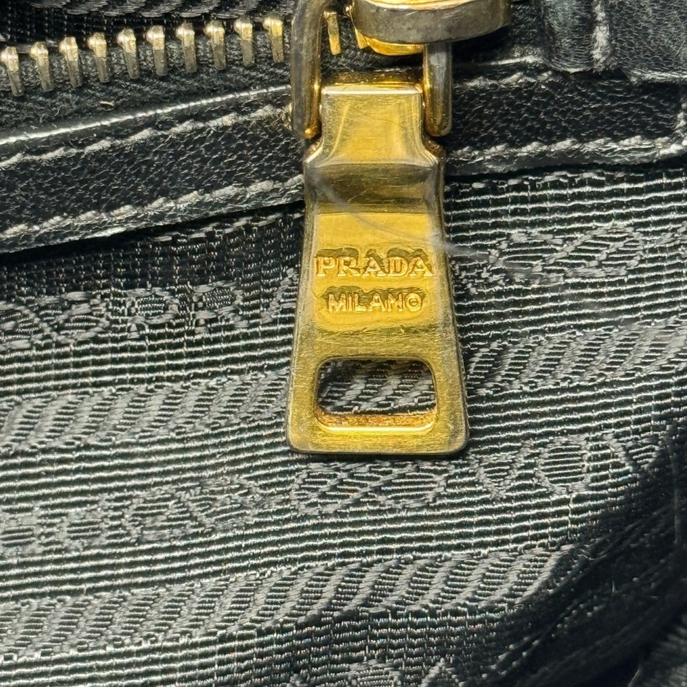 Prada Tessuto Gaufre Nylon Black Satchel Bag – Pleated, Leather Trim - Picture 11 of 13